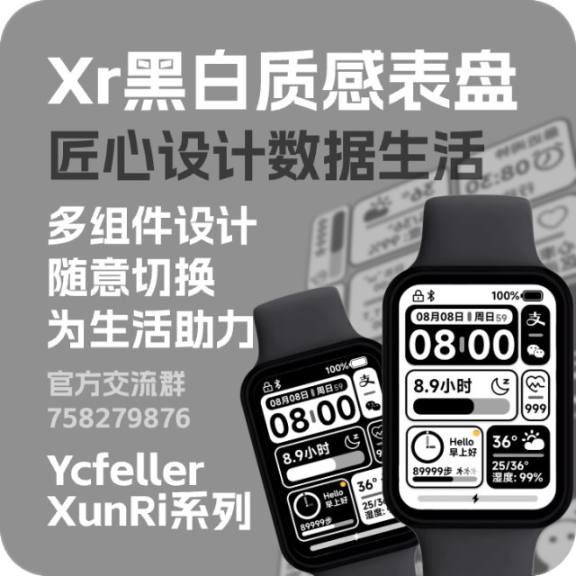 Xr黑白质感表盘-Xunri实用系列表盘-寻日穿戴